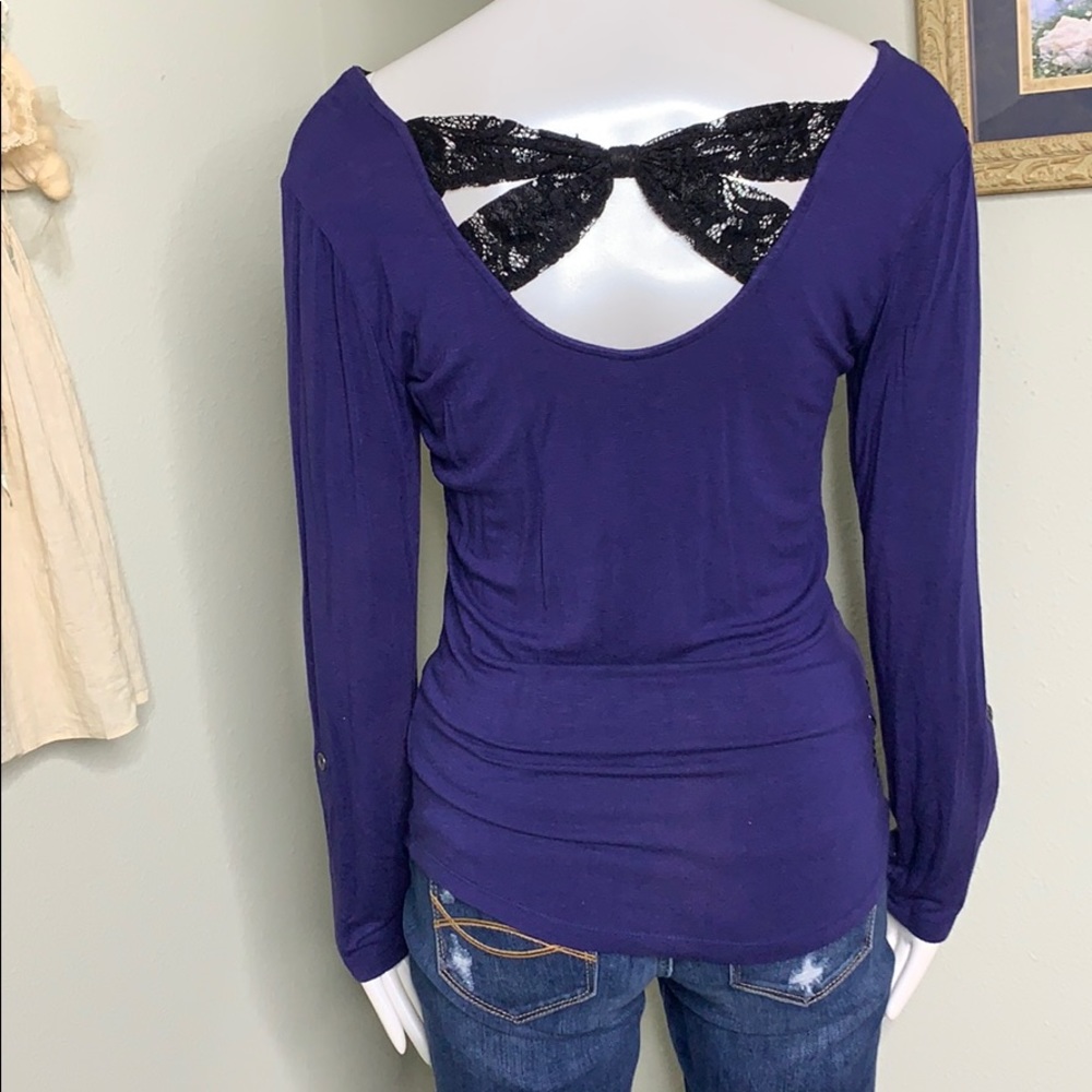 Blue Long Sleeve with lace bow - Picture 3 of 6